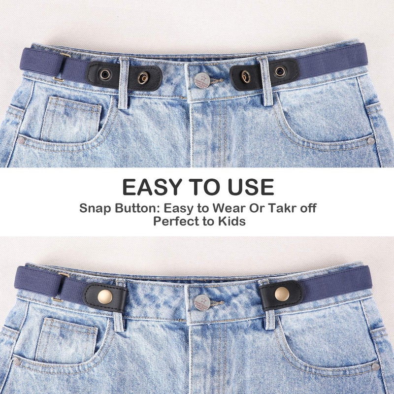 WHIPPY Buckle Free Elastic Kids Toddler Belt, No Buckle Stretch Adjustable Belts for Girls Boys Back to School Supplies (Blue, Suit Pants Below 24 Inches) - Image 2
